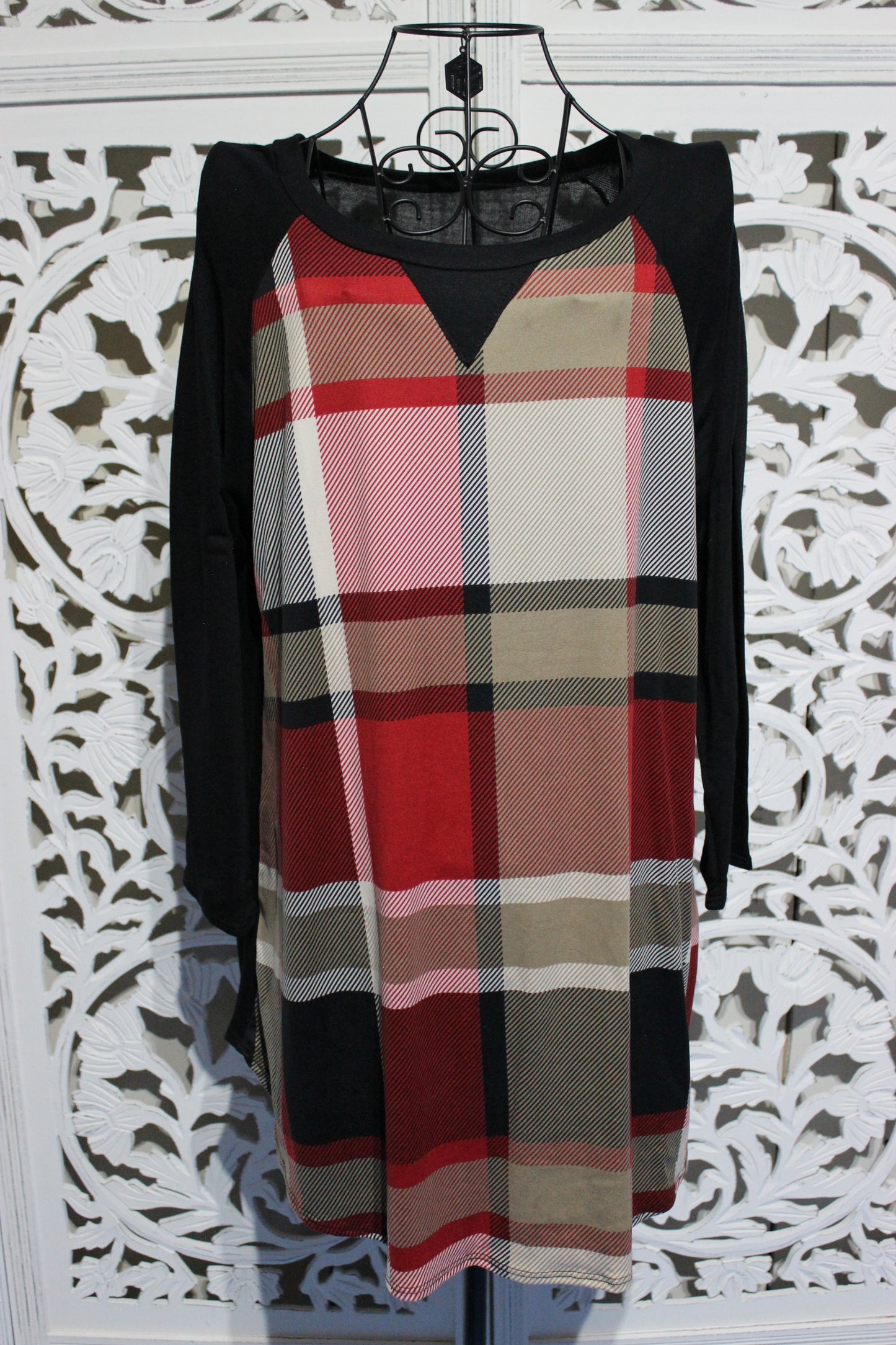 Long Sleeve Plaid Tunic Top