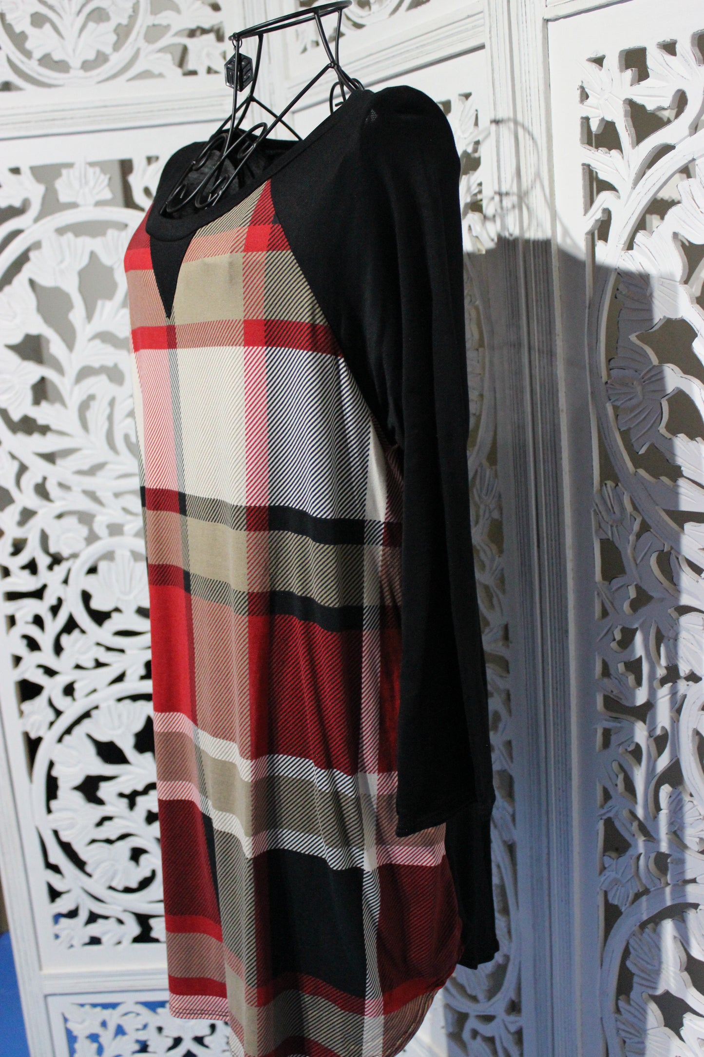 Long Sleeve Plaid Tunic Top