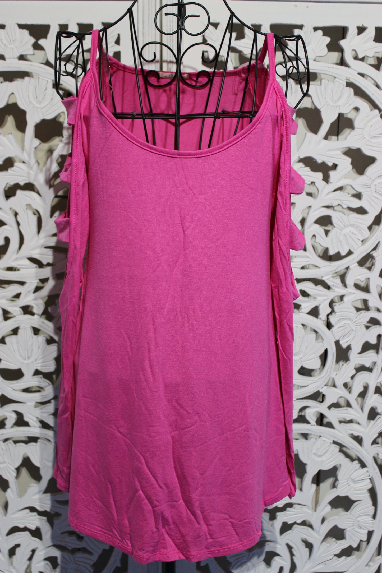 Pink Solid Jersey Round Neck Ladder Long Sleeve Top