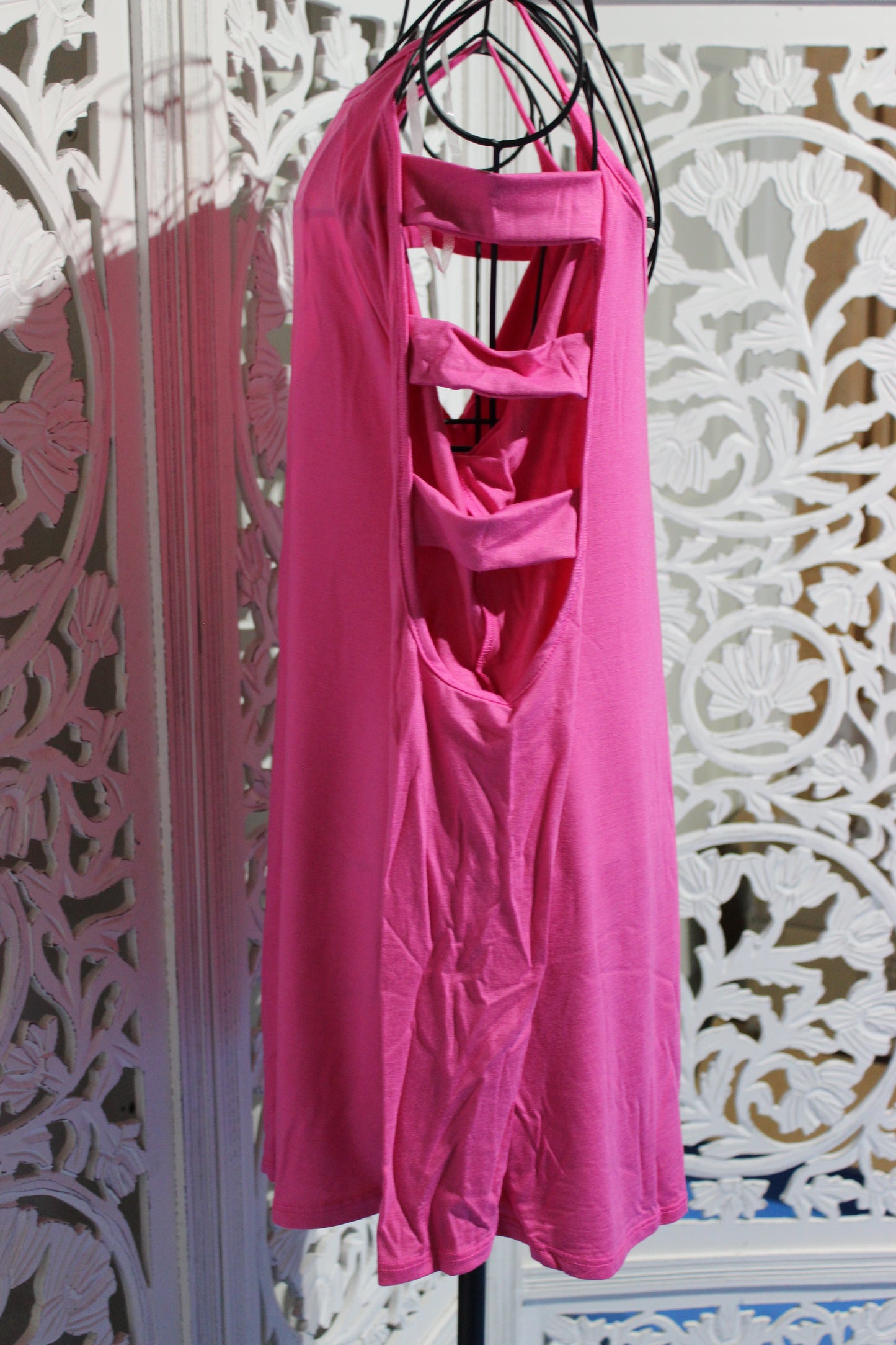 Pink Solid Jersey Round Neck Ladder Long Sleeve Top