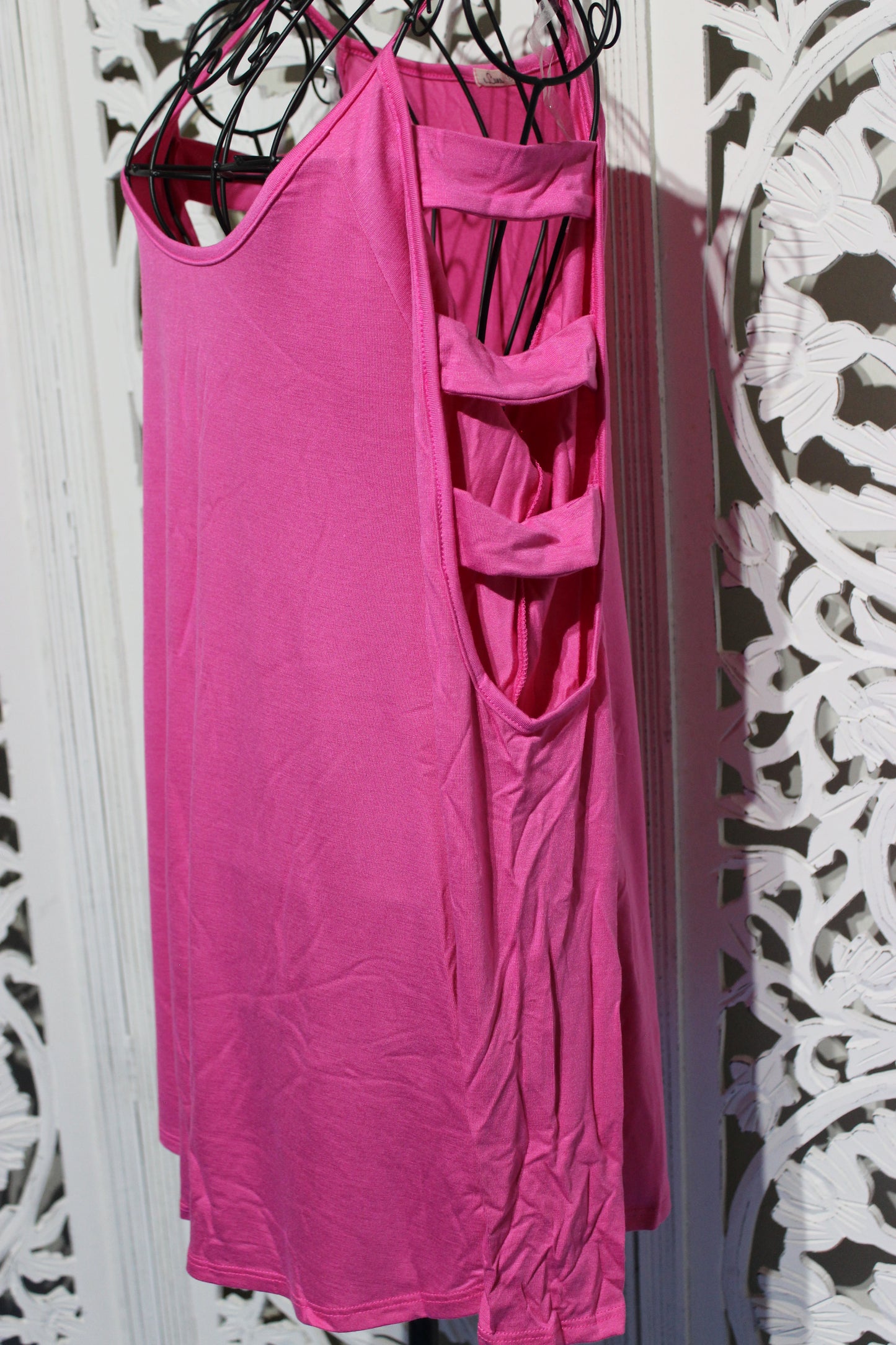 Pink Solid Jersey Round Neck Ladder Long Sleeve Top