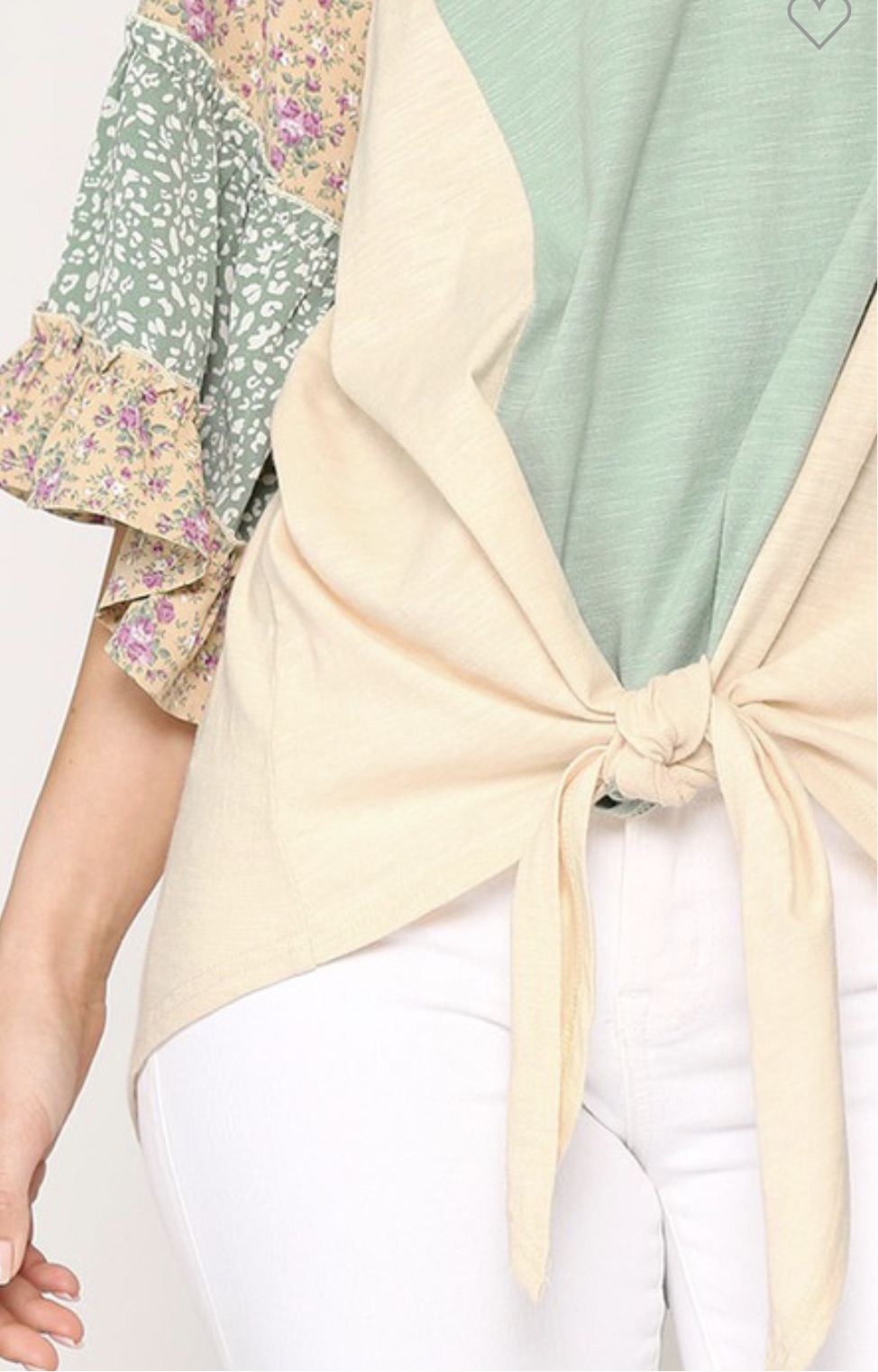 Solid Knit and Print Detail Top