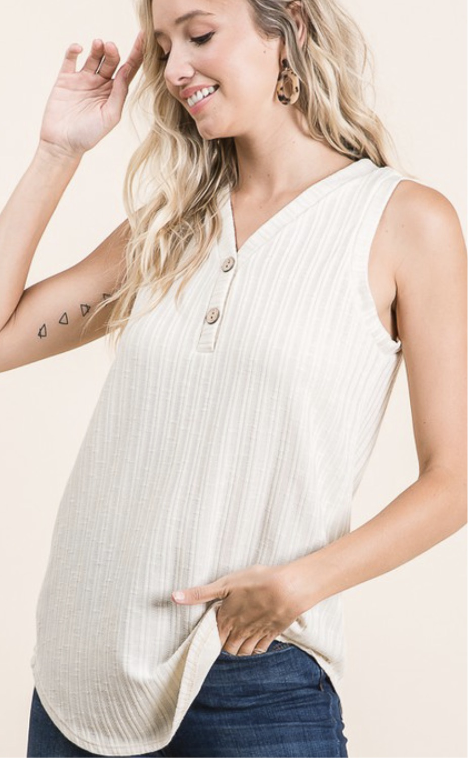 Faux Button Tank Top