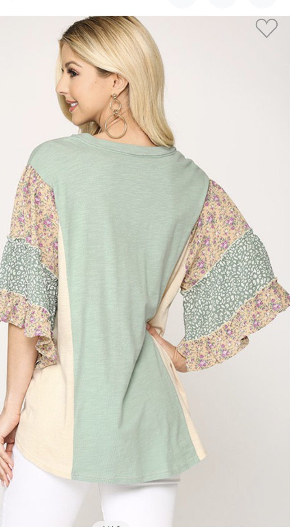 Solid Knit and Print Detail Top